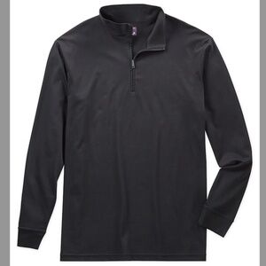Westport No-Tuck LustreTech Stretch Cotton Quarter-Zip Pullover - Black - XLT